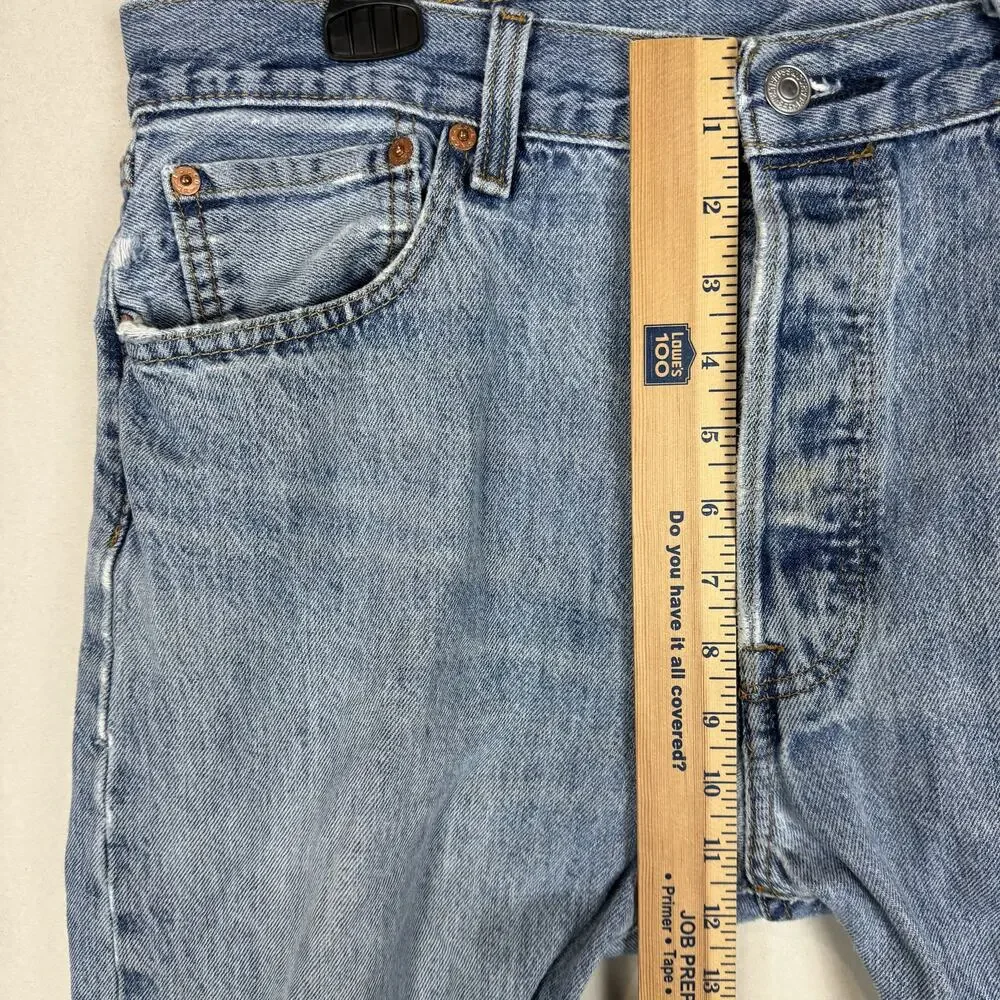 Levi's‎ 501 Jeans Men 34x29 Blue Distress Stonewash Button-Fly Mid-Rise Straight